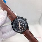Best Quality Omega Speedmaster Dark Side of the Moon Watch Black Case Brown Leather Strap